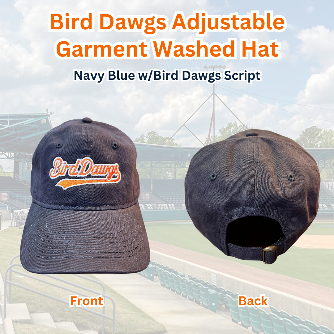 Bird Dawgs Adjustable Garment Washed Hat - Navy Blue w/Bird Dawgs Script Logo