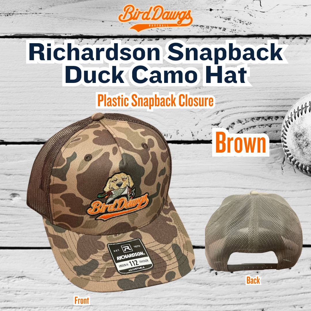 Bird Dawgs Richardson Snapback Hungry Dog Duck-Camo Hat (Dog with Duck)