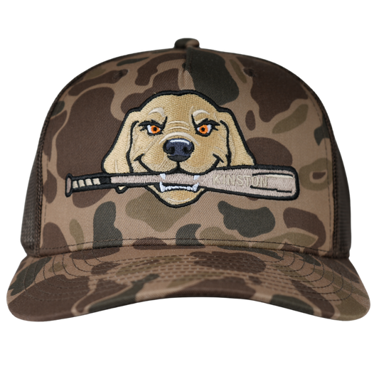 Bird Dawgs Richardson Snapback Dog & Bat Duck-Camo Hat (Dog with Bat)